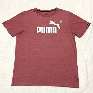 Puma T-Shirt Men's Size Large‎ Crew Neck Graphic Logo Heathered Pink